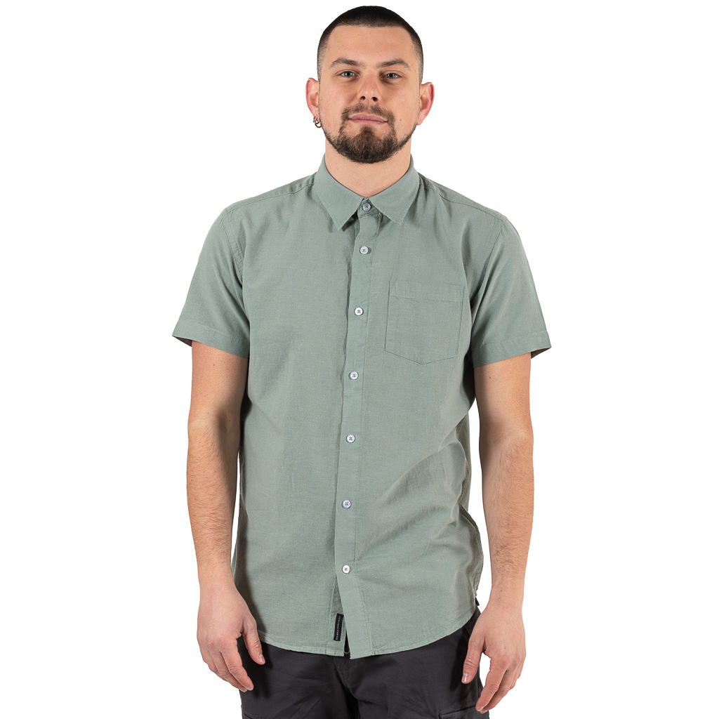 Men’s Linen Short Sleeve Shirt Slim Line DOUBLE GS-538S Mint