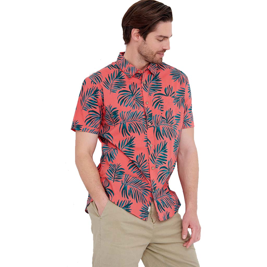 Men’s Resort Shirt All Over Print FUNKY BUDDHA FBM005-055-05 Coral