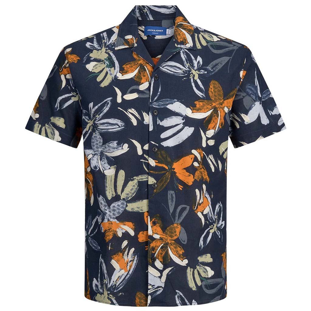 Men’s Floral Short Sleeve Shirt Relaxed Fit Jack & Jones 12207426 light blue