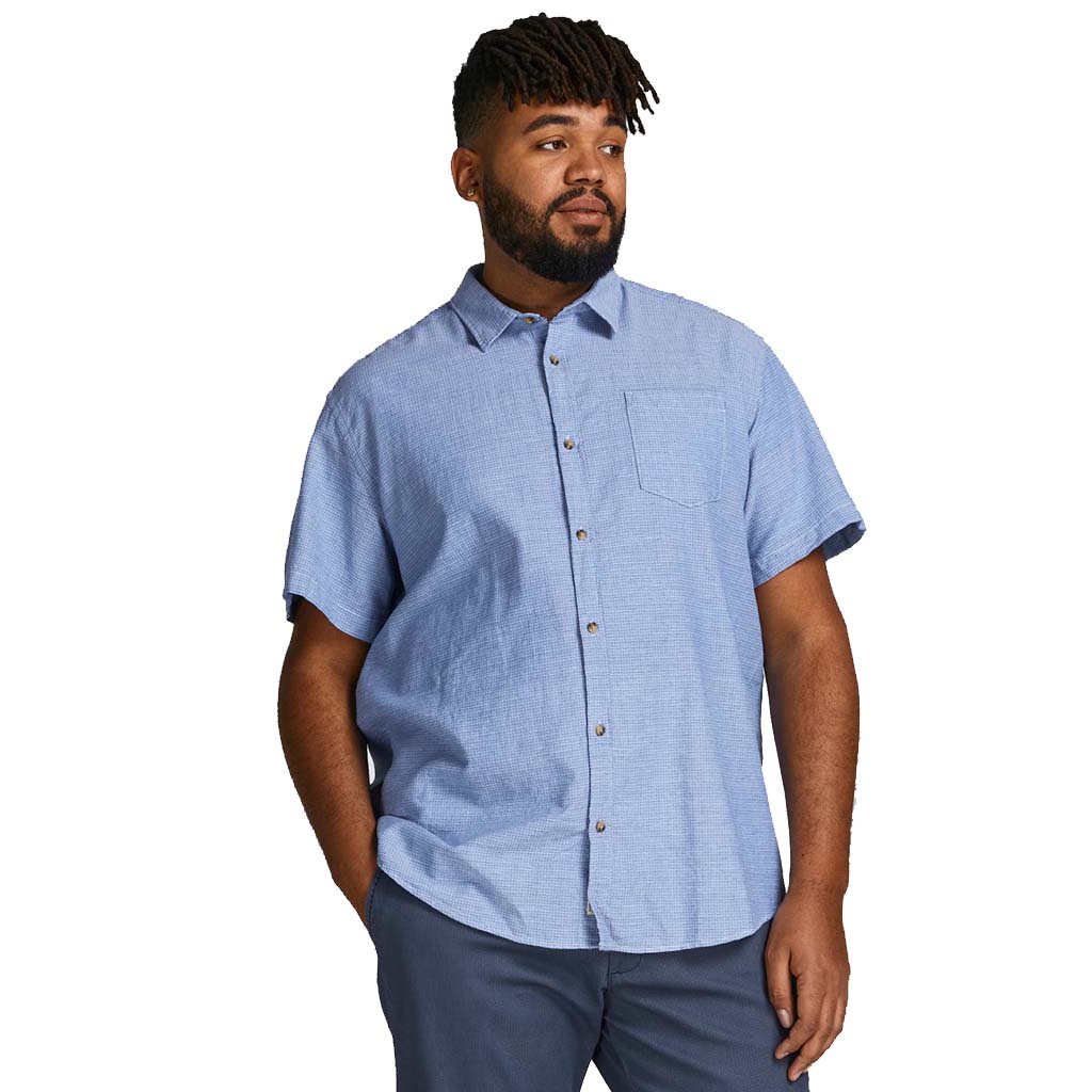 Men’s Short Sleeve Shirt in Large Sizes JACK & JONES 12209950 Light Blue