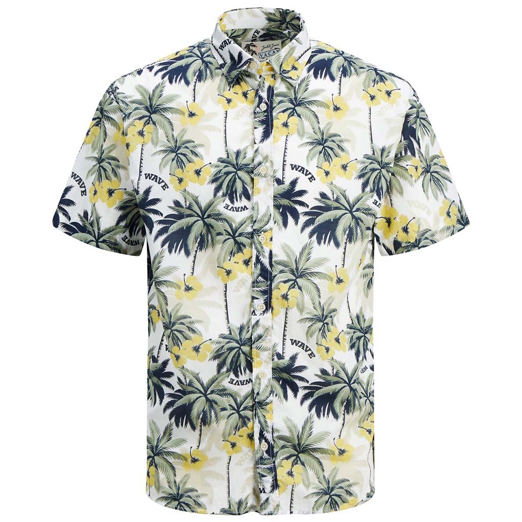 Men’s Floral Shirt in Large Sizes JACK & JONES 12210264 White