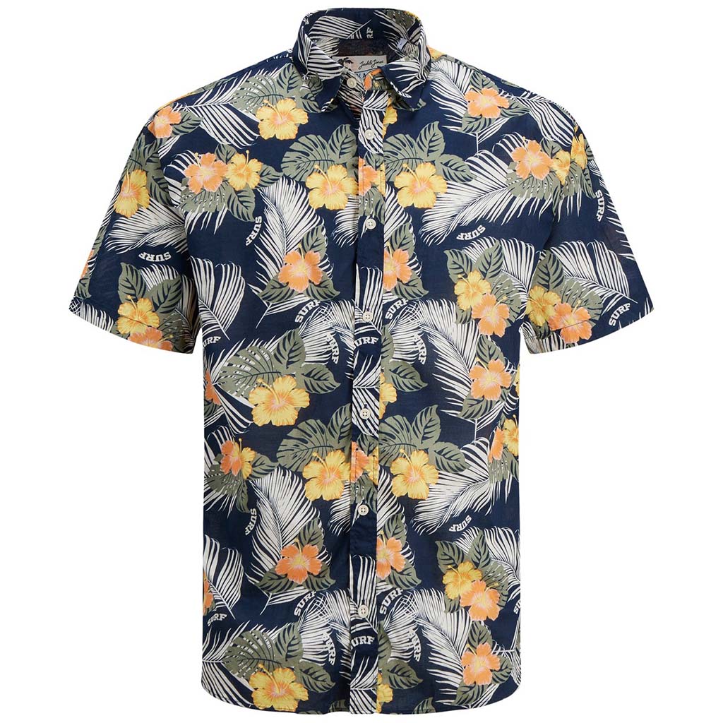 Men’s Floral Shirt in Large Sizes JACK & JONES 12210264 Navy